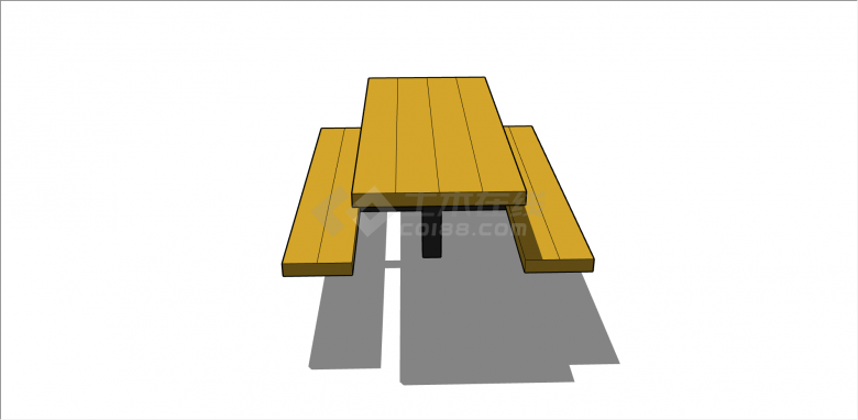 现代木制长方形休闲椅su模型-图二