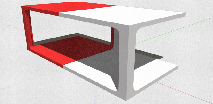现代红白双拼塑料桌su模型_图1