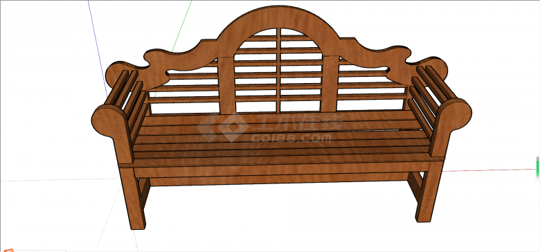 棕色复古的公园园椅su模型-图二