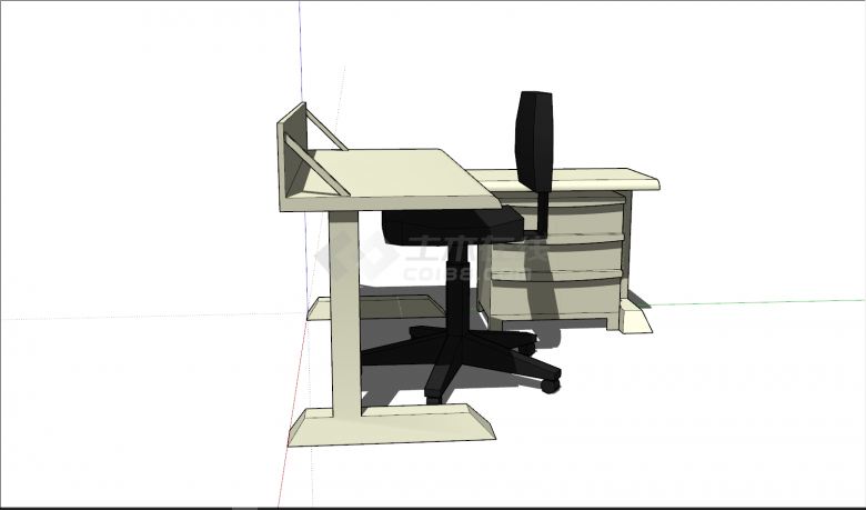 带柜子简易式长桌滑轮椅桌椅组合su模型-图二