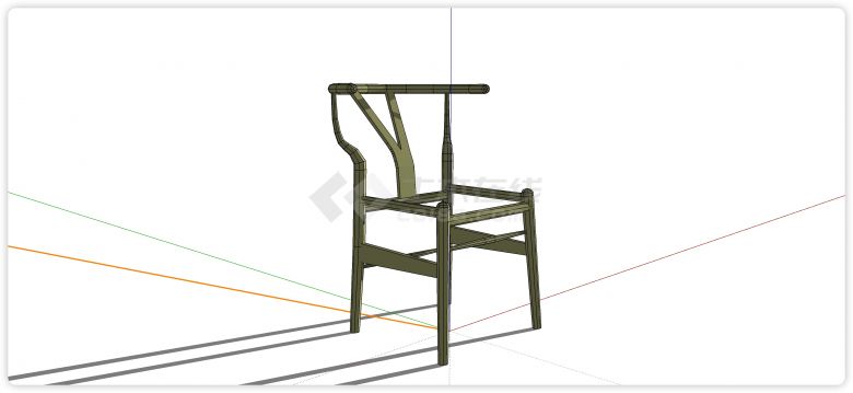 弧形靠背扶手藤椅结构su模型-图二