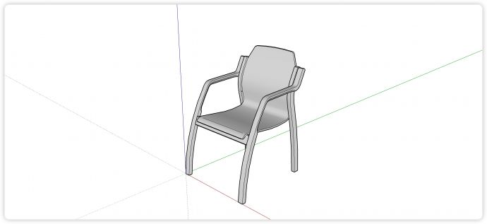 实木凳脚实木结构弧形靠背椅su模型_图1