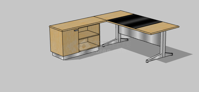 黄黑双拼办公室桌子 su模型-图二