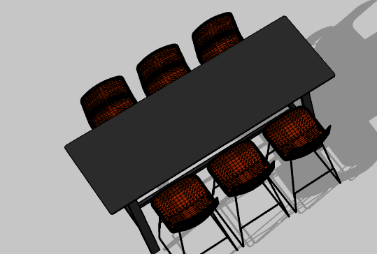 黑红拼接办公室桌子 su模型_图1
