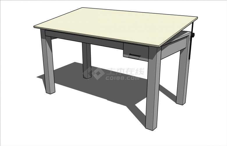 可调节斜面现代方桌su模型-图二