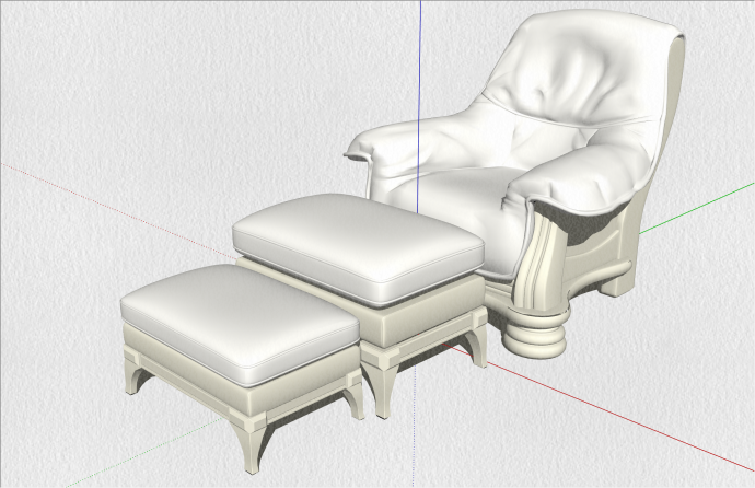 舒适带脚凳欧式风格单人沙发su模型_图1