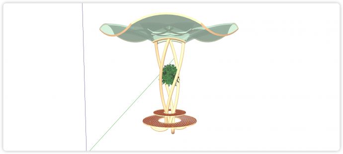 带桌椅绿色花瓣形天幕张拉膜su模型_图1