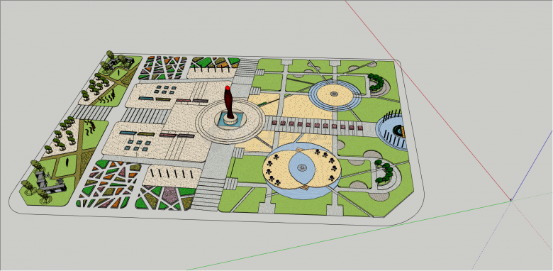 现代多规划区园林广场活动中心su模型-图二