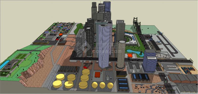 都市多色系城市设计su模型-图二
