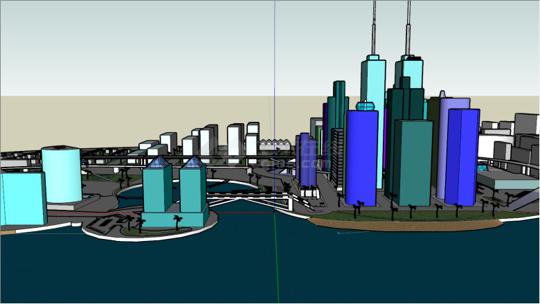 海上建筑小沙滩商业综合体su模型-图一