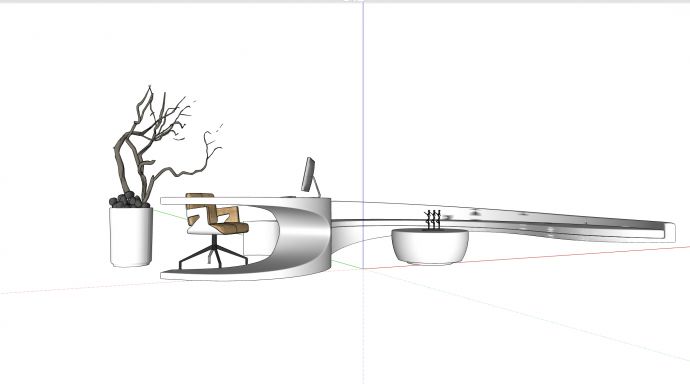 s型白色带弧形沙发创意前台接待su模型_图1