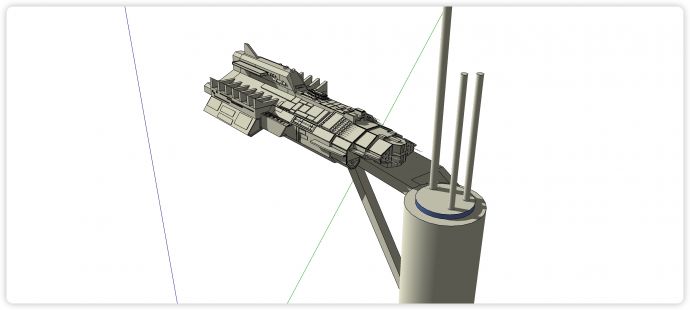 未来飞船停靠城市规划商业综合体建筑su模型_图1
