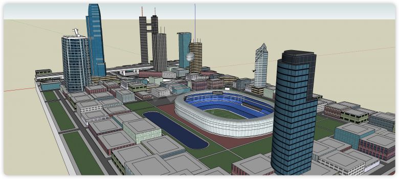 足球场阿波罗海湾城市规划商业综合体建筑su模型-图一
