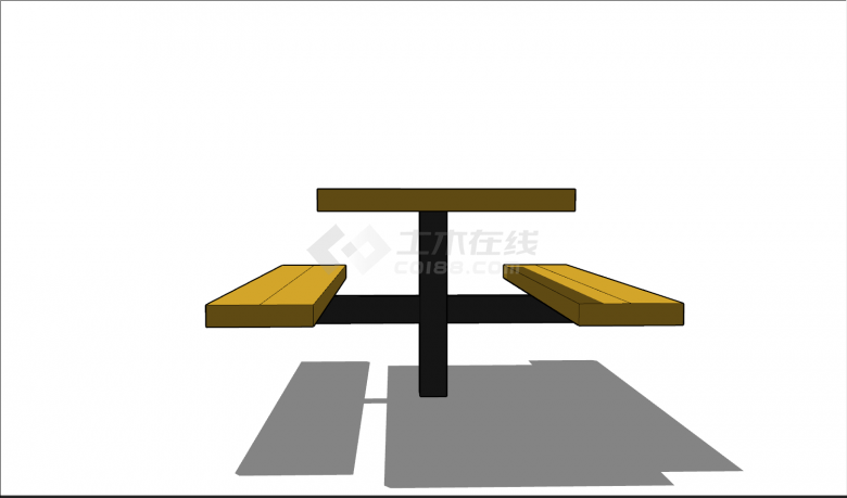 长型桌椅一体式桌椅su模型-图二