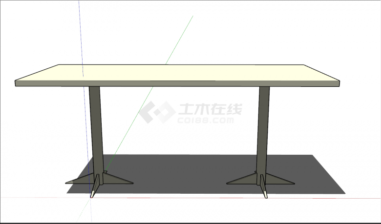 简易淡黄色长型桌子su模型-图二