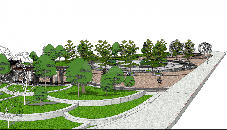 水滴式公园景观建筑设计su模型-图二