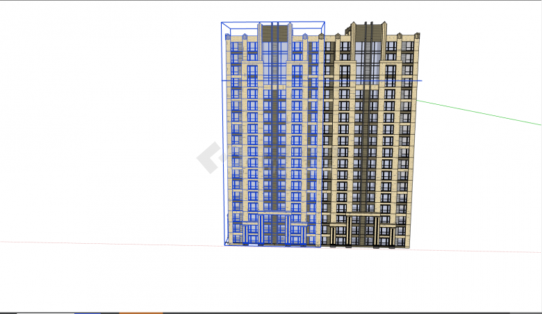 一栋高层的美观的住宅楼su模型-图一