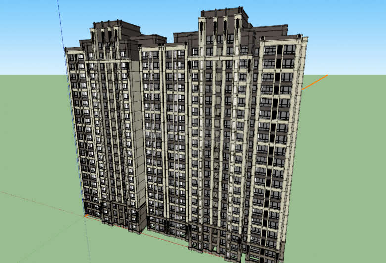 现代设计高层电梯房住宅小区规划建筑方案su模型-图一