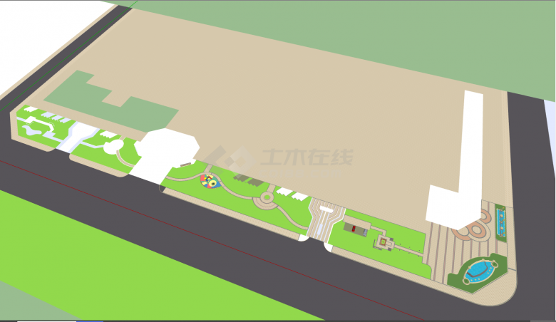 有草坪的有人工湖的住宅小区居住区规划建筑方案SU模型 -图二