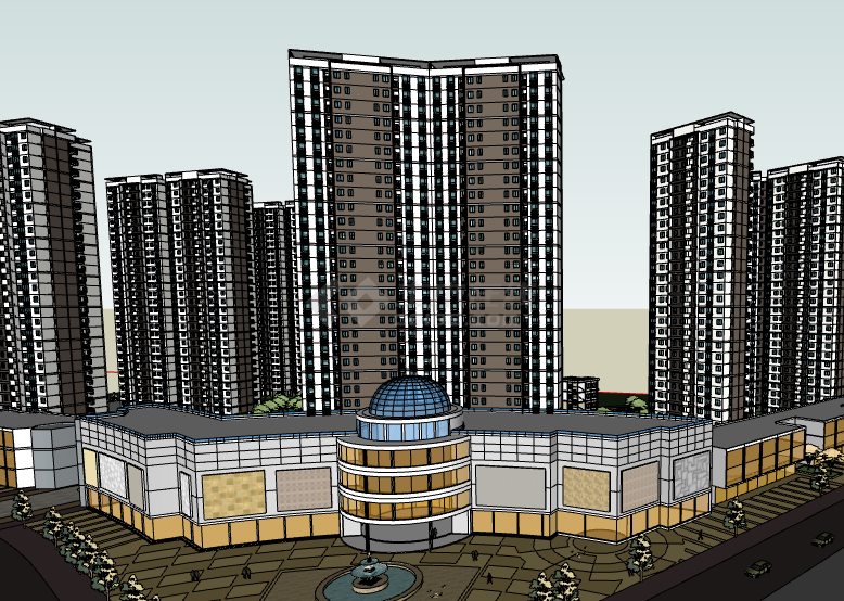 新式黑白住宅小区居住区规划建筑方案SU模型 -图二