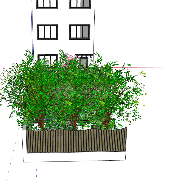绿树白色小区景观绿化SU模型-图二