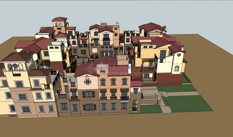 西班牙多层住宅风格su模型-图二