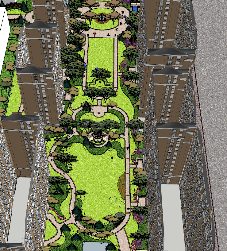小区公园景观建筑设计su模型-图一