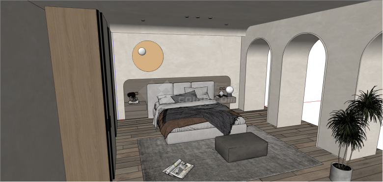 现代创意型家居卧室su模型-图一