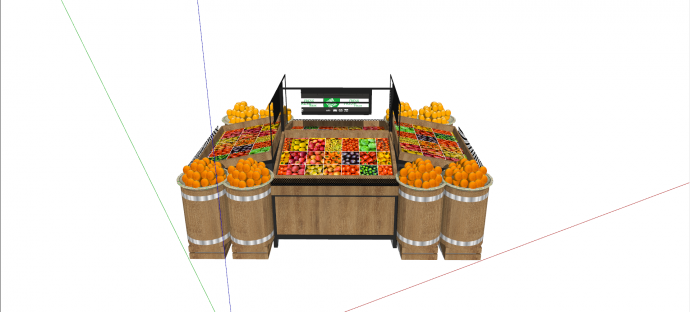 单层木制生鲜果蔬货架su模型_图1