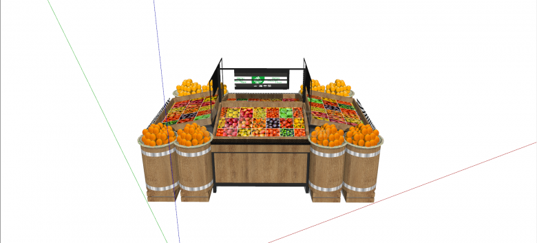 单层木制生鲜果蔬货架su模型-图一