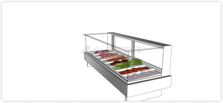 透明冷柜生鲜果蔬货架su模型-图二