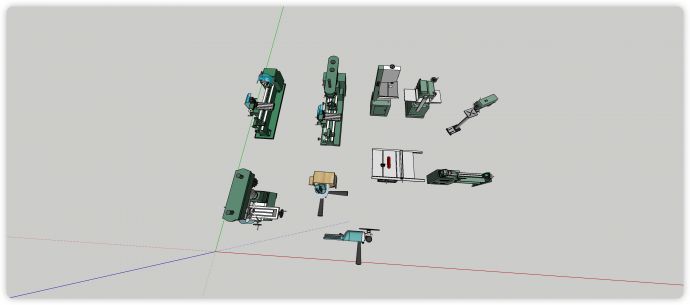 多个绿色工厂用机器工业设备su模型_图1