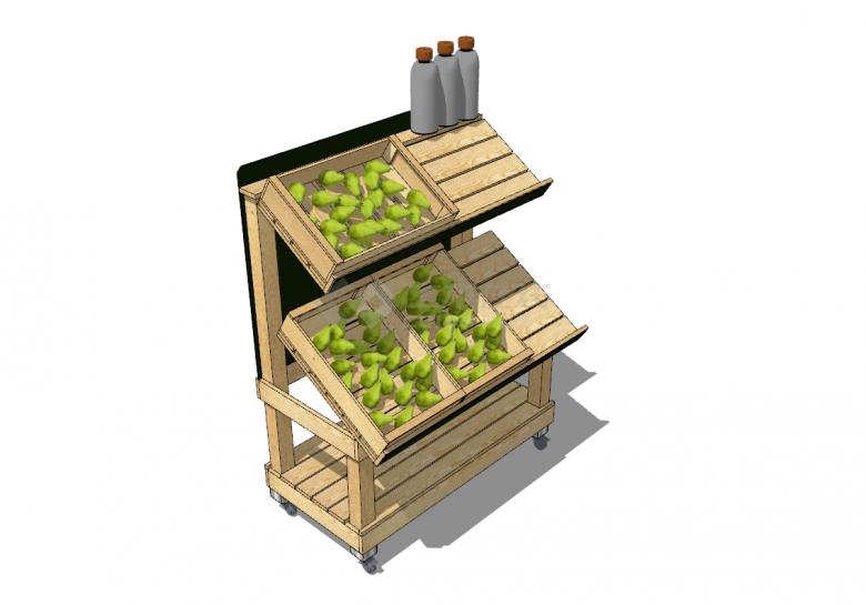 现代实木生鲜果蔬货架su模型-图二