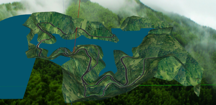 清澈的河流山脉地形山体溪流 su模型_图1