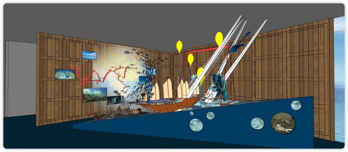 航海帆船海洋博物馆su模型_图1