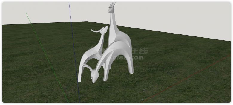 三个绵羊动物雕塑su模型-图二