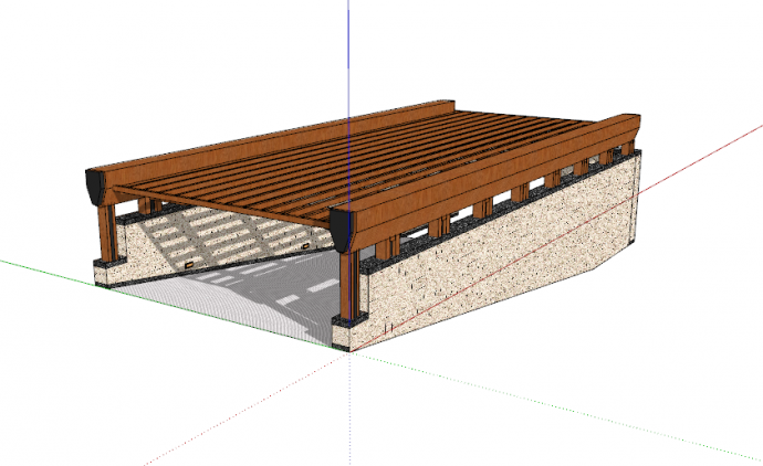 顶部是木头的地铁出入口su模型_图1