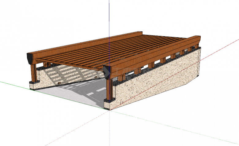 顶部是木头的地铁出入口su模型-图一