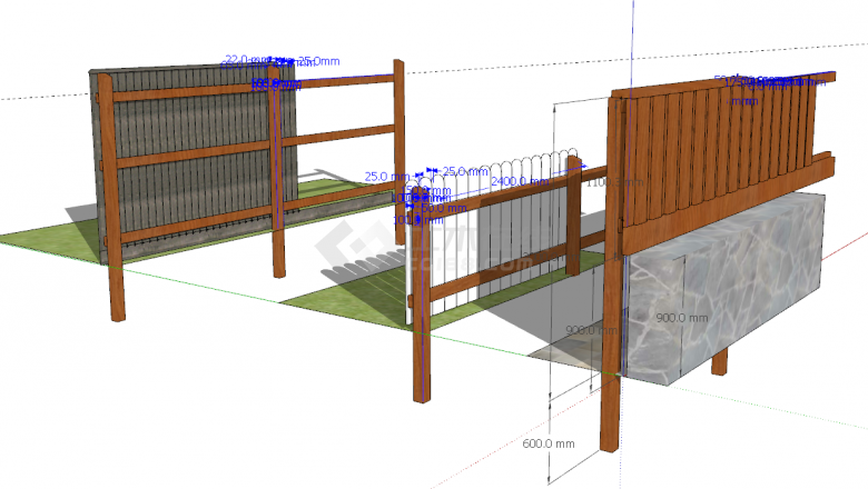 三种不同款式不同风格的篱笆栅栏SU模型-图二