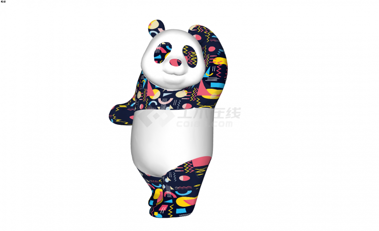 站立饶头可爱熊猫现代动物雕塑小品su模型-图一
