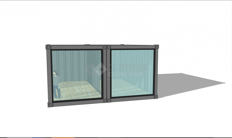 一个带有玻璃的可以居住的集装箱su模型-图二