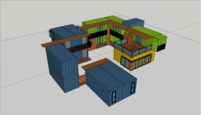现代集装箱双层住宅su模型_图1
