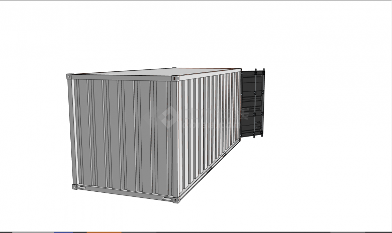 灰色的简易的集装箱su模型-图二