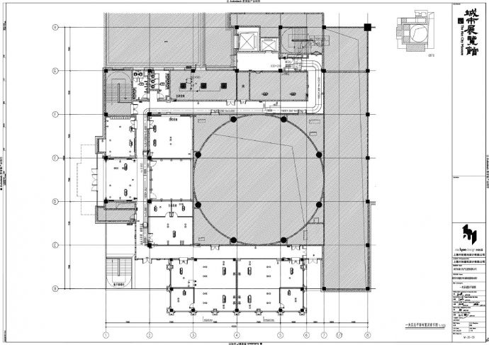 汉中市展览馆室内设计一夹层总平面CAD图_图1