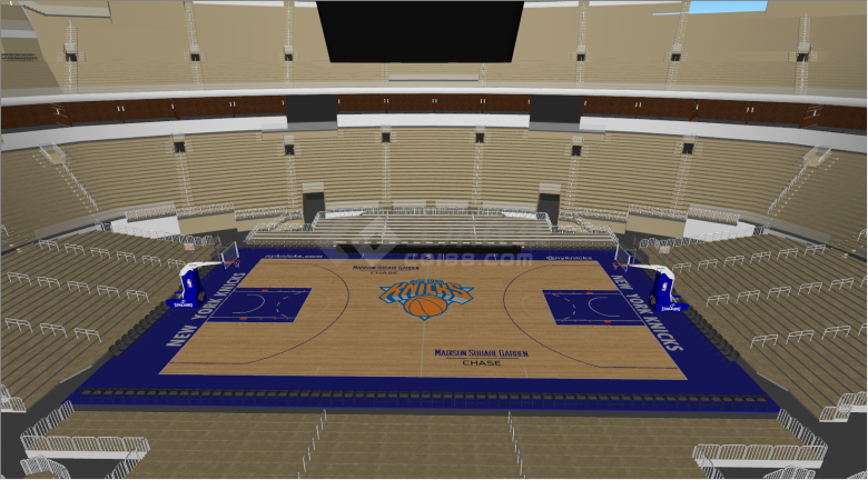 现代圆形大型多个座位篮球馆体育馆su模型-图二