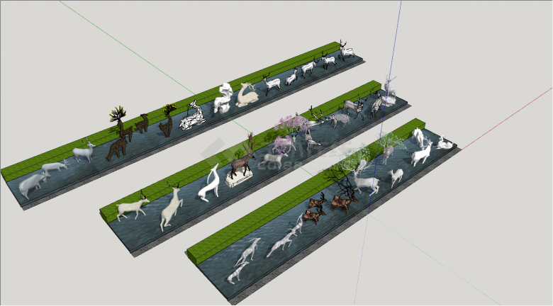 现代公园麋鹿景观小品su模型-图二