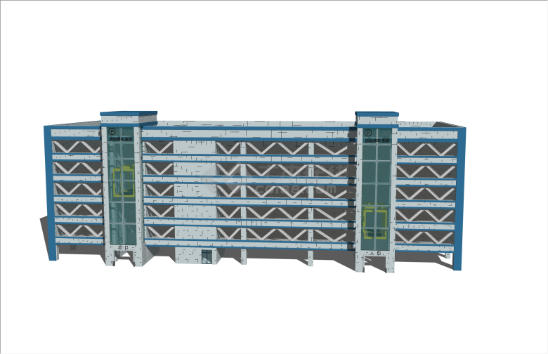 简约多层立体停车场su模型-图二