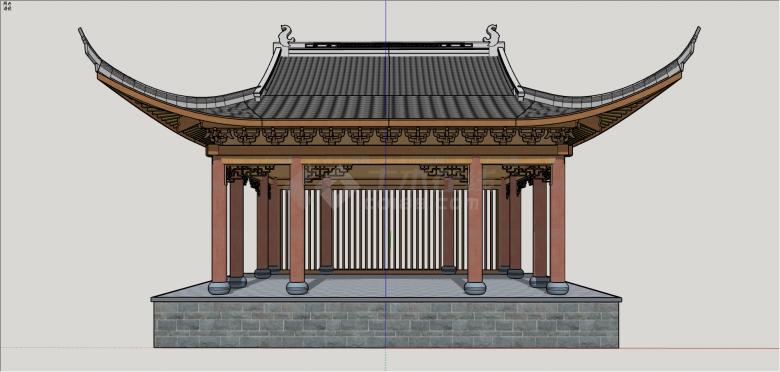 中式宫廷风格戏台su模型-图一