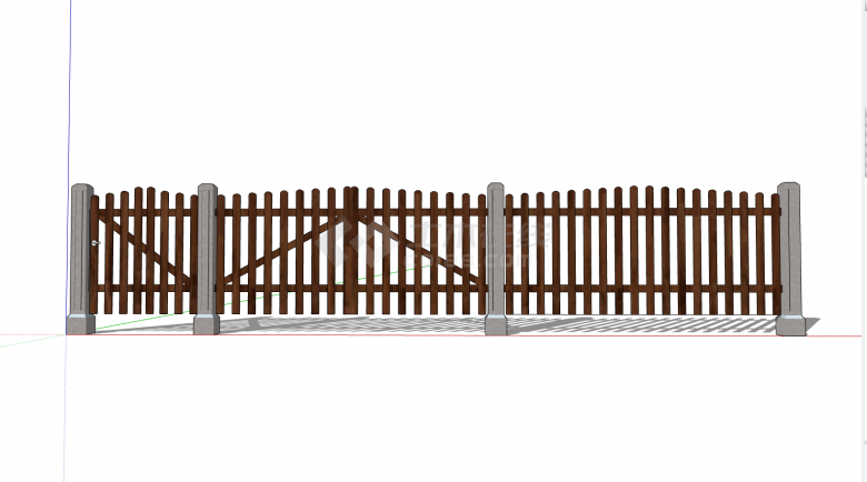 中式三段篱笆栅栏su模型 -图二