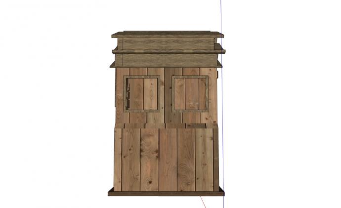  原木板拼接屋顶造型中式垃圾桶su模型_图1